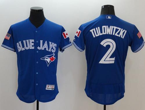 Blue Jays #2 Troy Tulowitzki Blue Fashion Stars & Stripes Flexbase Authentic Stitched MLB Jersey